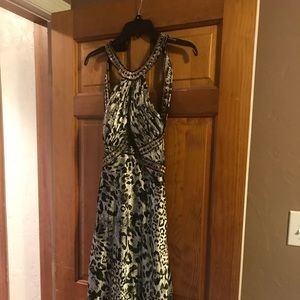 Cache long animal print evening gown